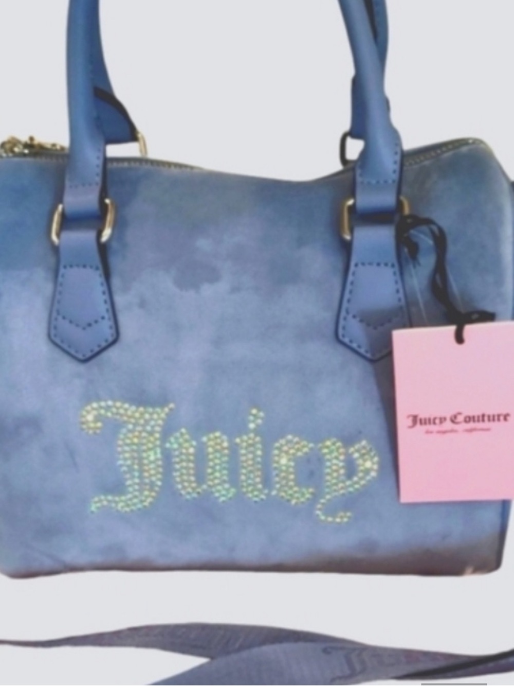 Juicy Couture Light Blue Jeweled Logo Satchel